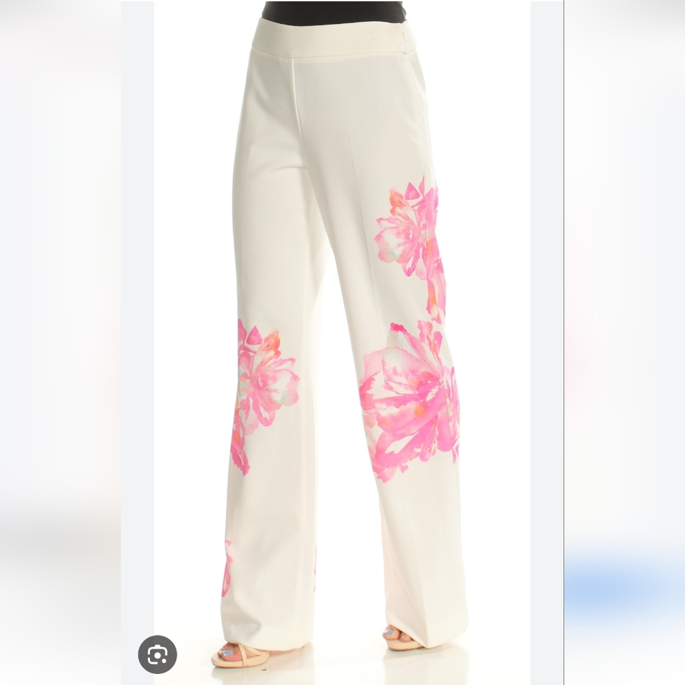 Inc Floral Women's Pants in White and Pink Size Petite 2